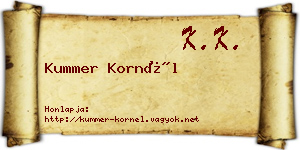 Kummer Kornél névjegykártya