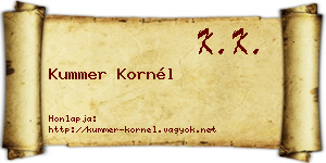 Kummer Kornél névjegykártya